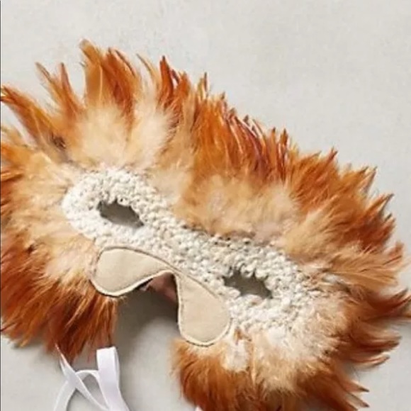 Anthropologie Kids Tie On Theater Feather Owl face Mask - Picture 2 of 4